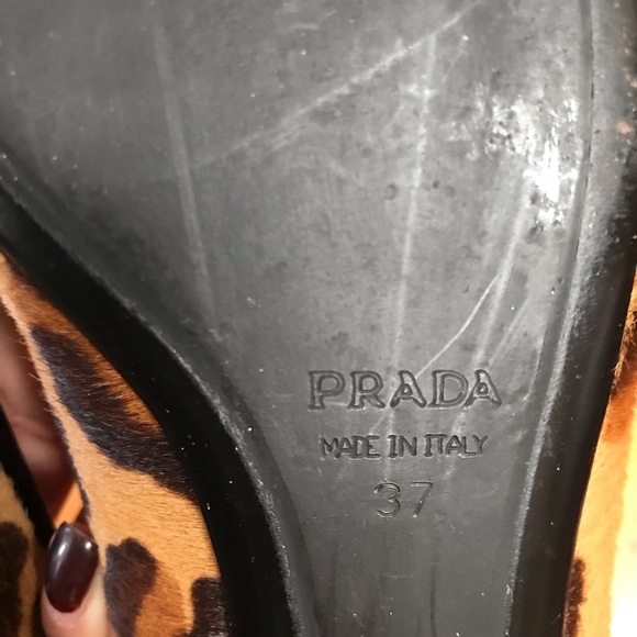Prada Leopard Print Pony Ballet Flats w/ Bow 37 - Picture 3 of 7